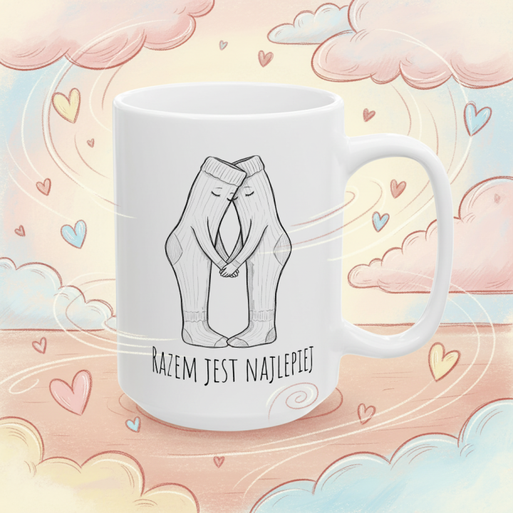 Kubek dla pary – skarpetki „RAZEM JEST NAJLEPIEJ”