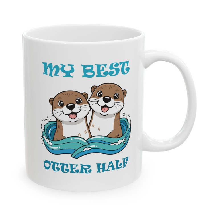 Kubek z nadrukiem „My Best Otter Half” - wydry dla par, prezent na Walentynki