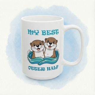 Kubek z nadrukiem „My Best Otter Half” - wydry dla par, prezent na Walentynki