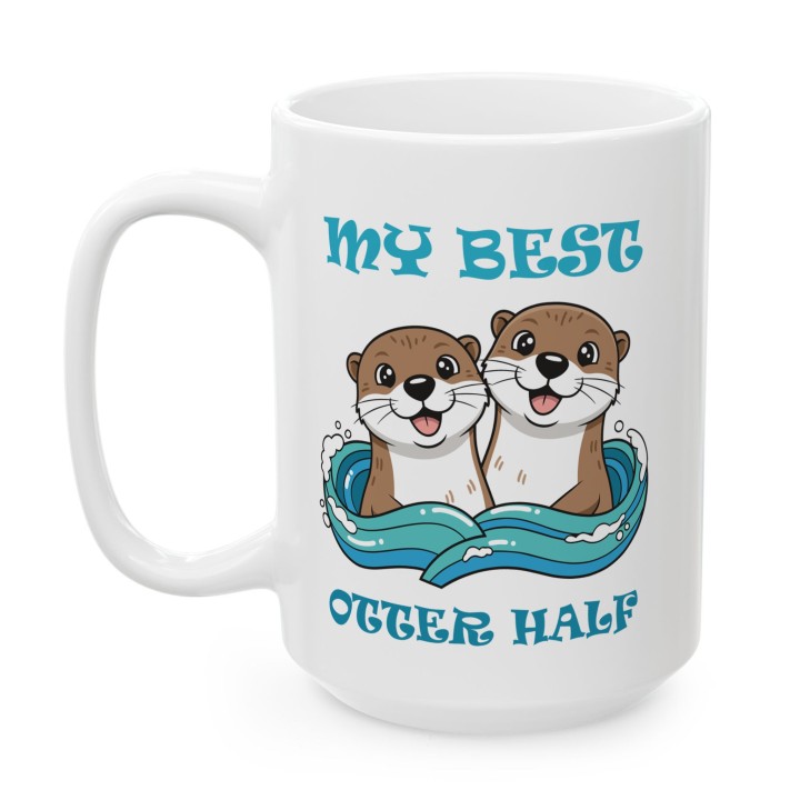 Kubek z nadrukiem „My Best Otter Half” - wydry dla par, prezent na Walentynki
