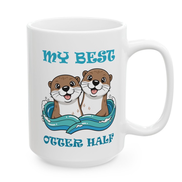 Kubek z nadrukiem „My Best Otter Half” - wydry dla par, prezent na Walentynki