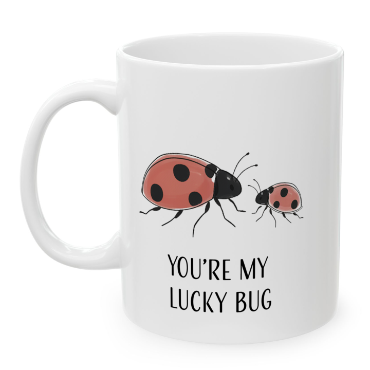 Kubek z nadrukiem dla pary – „YOU'RE MY LUCKY BUG”