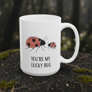 Kubek z nadrukiem dla pary – „YOU'RE MY LUCKY BUG”