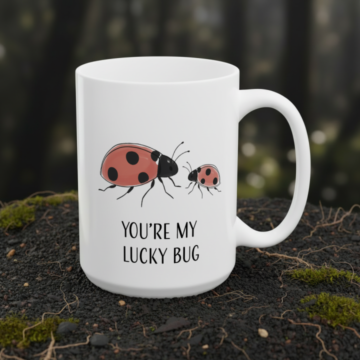 Kubek z nadrukiem dla pary – „YOU'RE MY LUCKY BUG”
