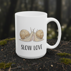 Kubek z nadrukiem zakochane ślimaki „SLOW LOVE”