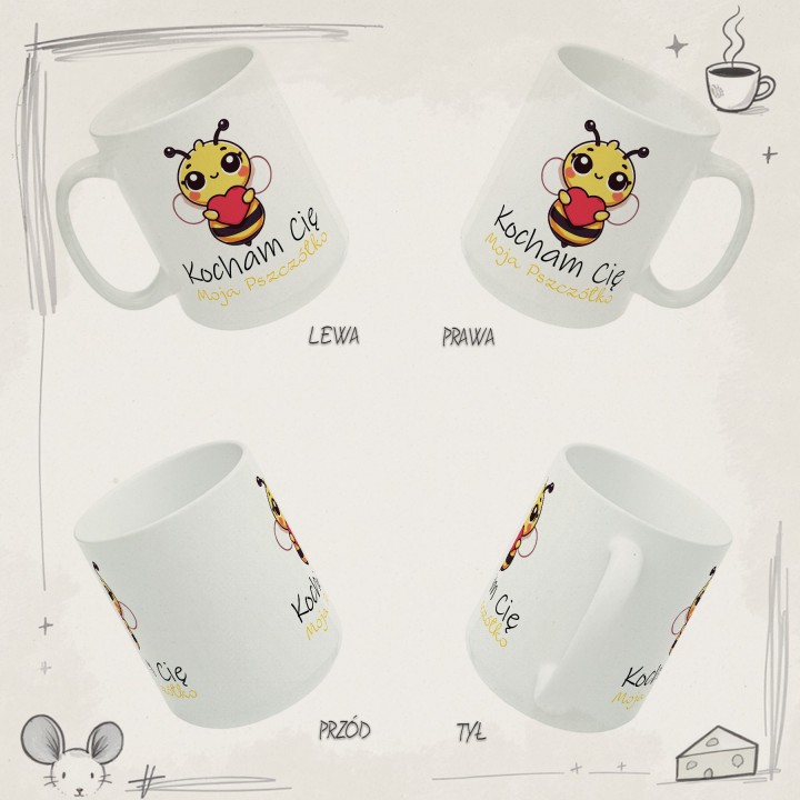 Kubek z nadrukiem pszczółki „Kocham Cię Moja Pszczółko” – słodki prezent dla par