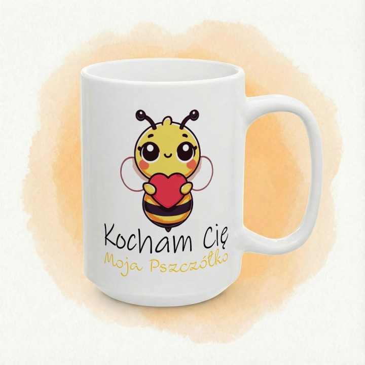 Kubek z nadrukiem pszczółki „Kocham Cię Moja Pszczółko” – słodki prezent dla par