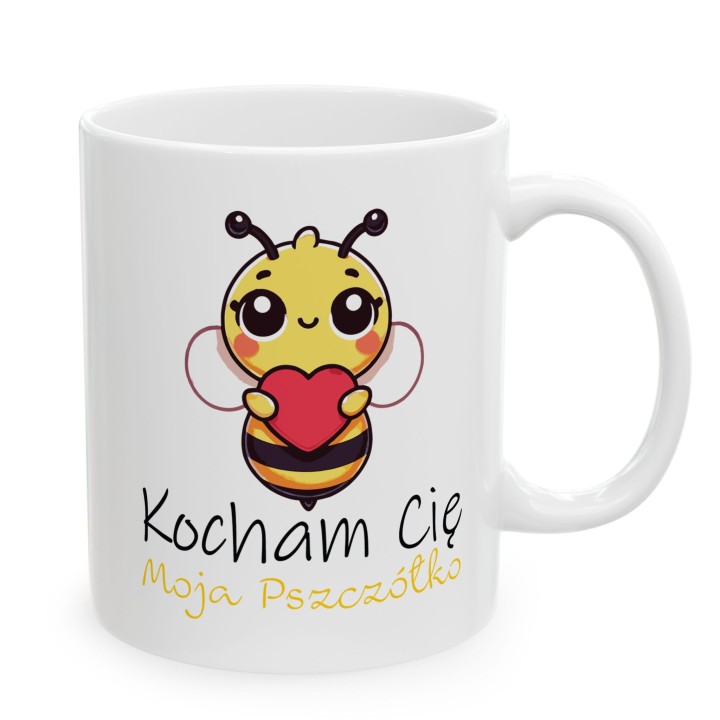 Kubek z nadrukiem pszczółki „Kocham Cię Moja Pszczółko” – słodki prezent dla par