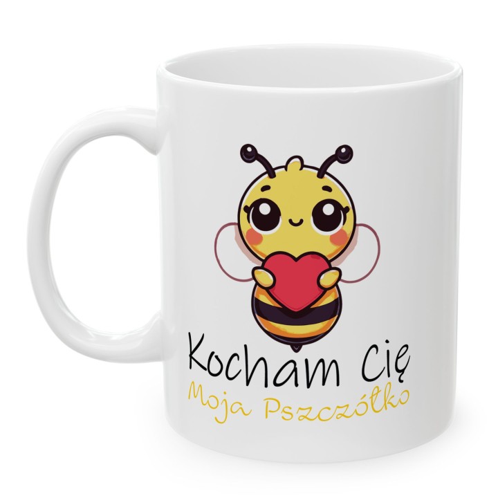 Kubek z nadrukiem pszczółki „Kocham Cię Moja Pszczółko” – słodki prezent dla par