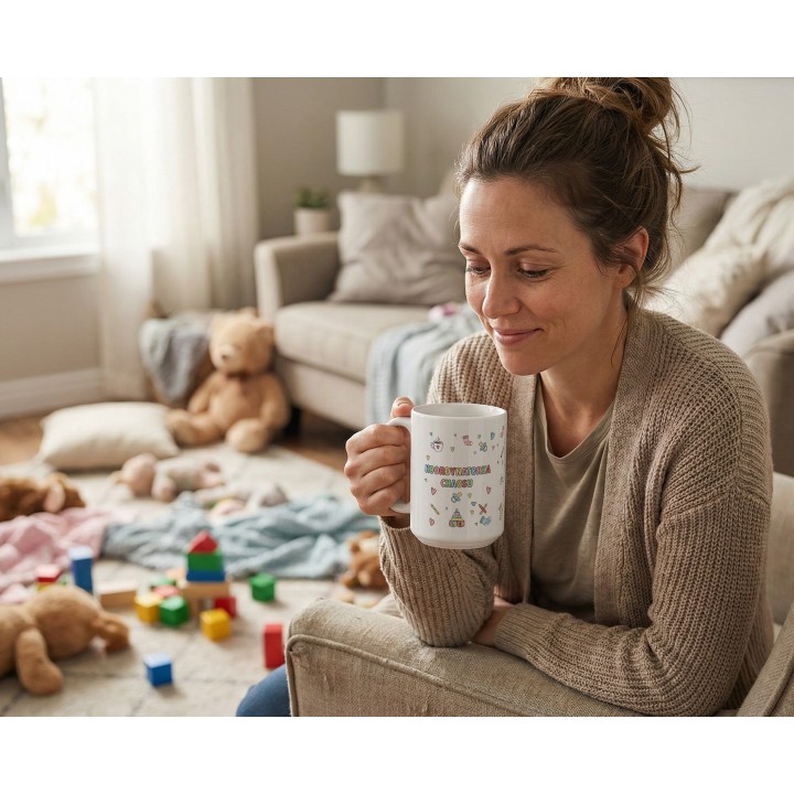 Kubek „Koordynatorka Chaosu” – pastelowy prezent dla mamy lub przedszkolanki