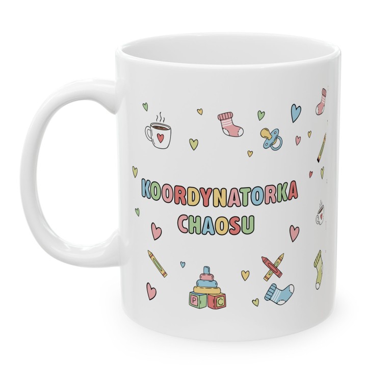 Kubek „Koordynatorka Chaosu” – pastelowy prezent dla mamy lub przedszkolanki