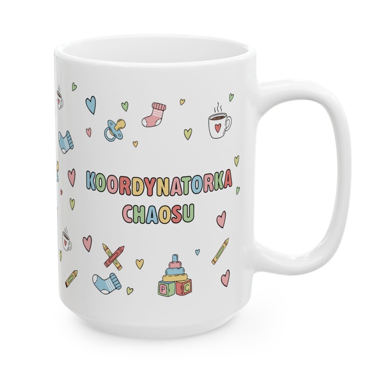 Kubek „Koordynatorka Chaosu” – pastelowy prezent dla mamy lub przedszkolanki