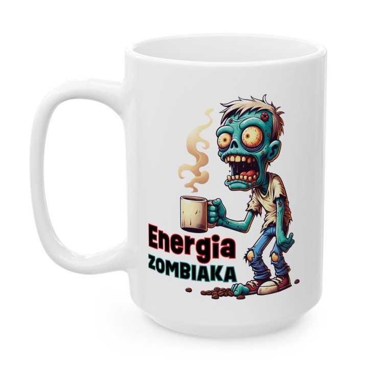 Kubek z nadrukiem „Energia Zombiaka” – śmieszny kubek zombie na kawę