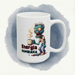 Kubek z nadrukiem „Energia Zombiaka” - śmieszny kubek zombie do kawy