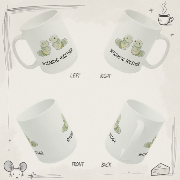 Kubek z nadrukiem „BECOMING TOGETHER” – gąsienice