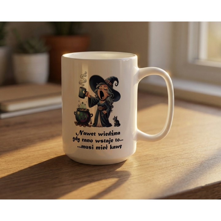 Kubek „Nawet wiedźma… musi mieć kawę” – śmieszny