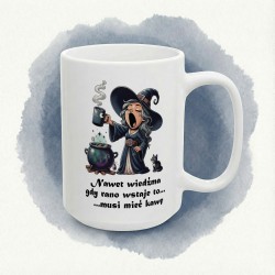 Kubek „Nawet wiedźma… musi mieć kawę” – zaspana wiedźma