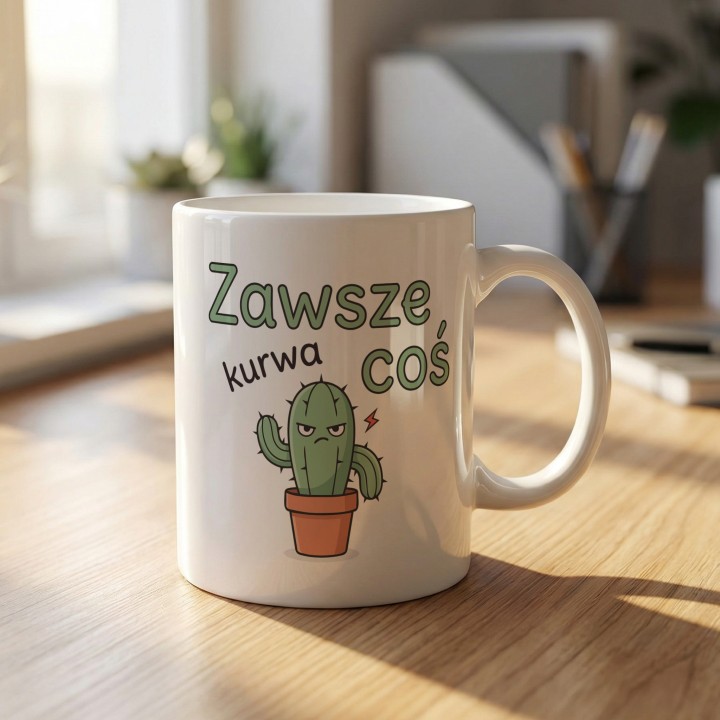 Kubek zawsze kurwa coś z Kaktusem - Main - (B)_1_Basic-White_11Oz
