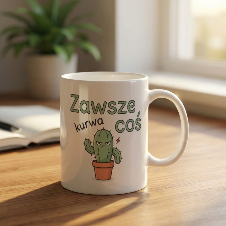 Kubek zawsze kurwa coś z Kaktusem - Main - (B)_1_Basic-White_11Oz