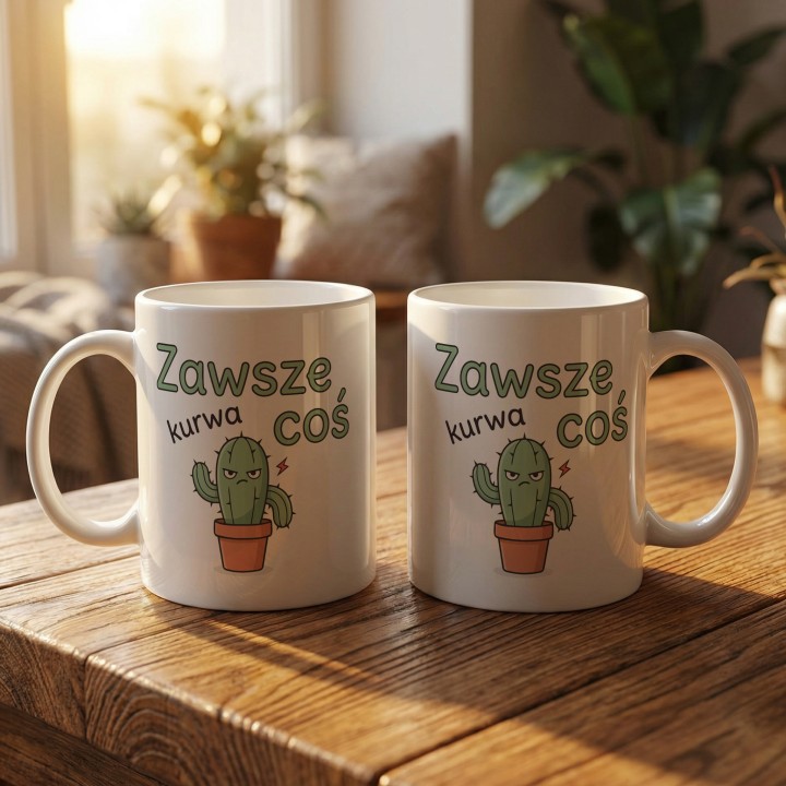 Kubek zawsze kurwa coś z Kaktusem - Main - (B)_1_Basic-White_11Oz