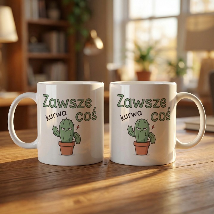 Kubek zawsze kurwa coś z Kaktusem - Main - (B)_1_Basic-White_11Oz
