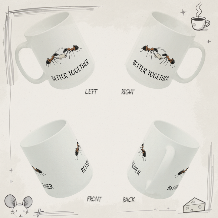 Kubek z nadrukiem „BETTER TOGETHER” – mrówki o bliskości