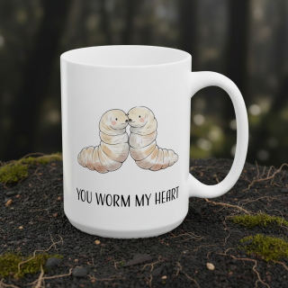 Kubek „YOU WORM MY HEART” – miłosna gra słów