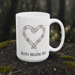 Kubek z nadrukiem robaczkowe serce „DEEPLY DIGGING YOU”