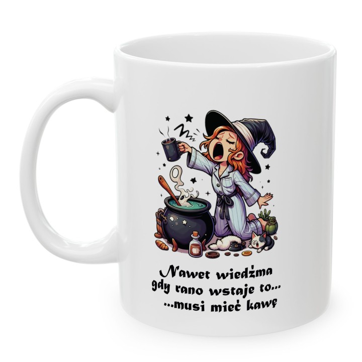 Kubek „Nawet wiedźma… musi mieć kawę” – poranny humor