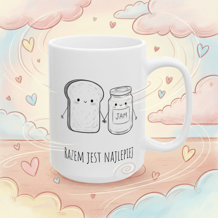 Kubek z nadrukiem dla pary – „RAZEM JEST NAJLEPIEJ”