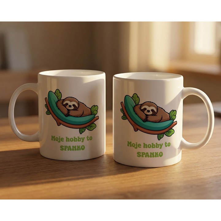 Kubek z leniwcem „Moje hobby to SPANKO” - śmieszny napis