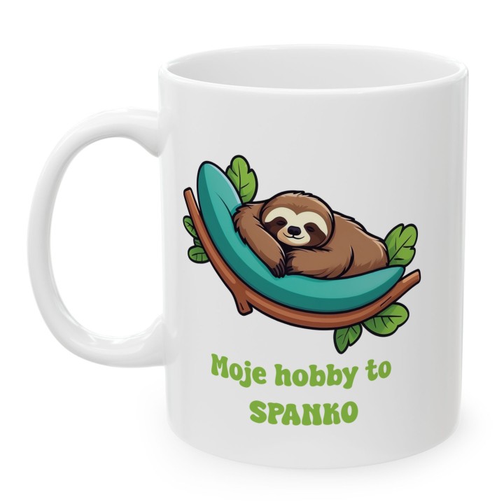 Kubek z leniwcem „Moje hobby to SPANKO” - śmieszny napis