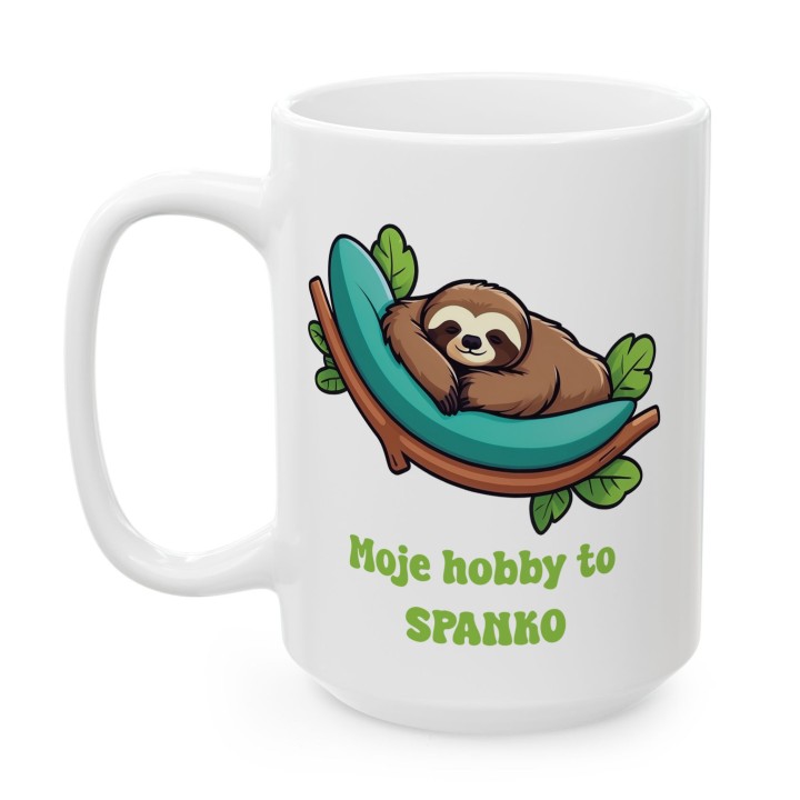 Kubek z leniwcem „Moje hobby to SPANKO” - śmieszny napis