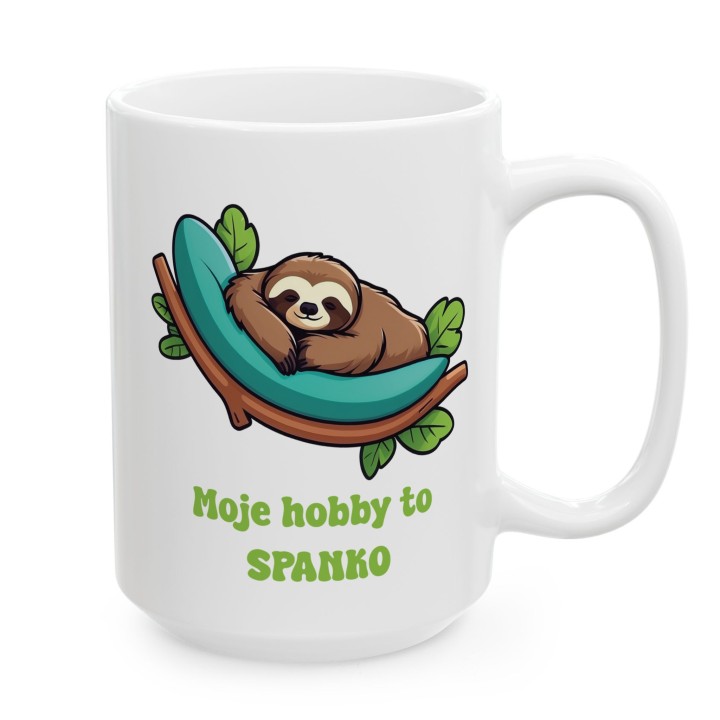Kubek z leniwcem „Moje hobby to SPANKO” - śmieszny napis