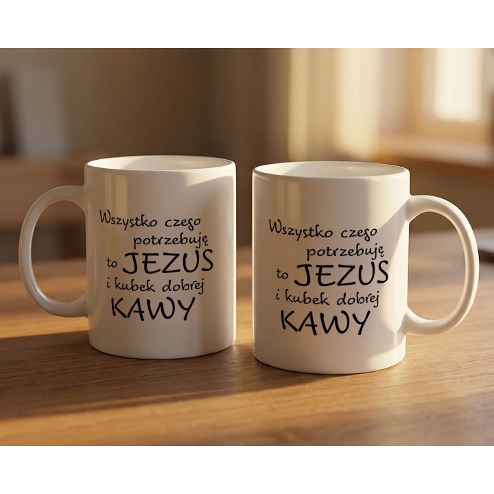 Kubek z napisem o Jezusie i kawie – dla wierzących