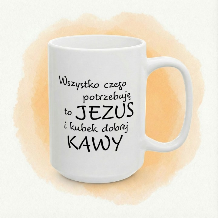 Kubek z napisem o Jezusie i kawie – dla wierzących