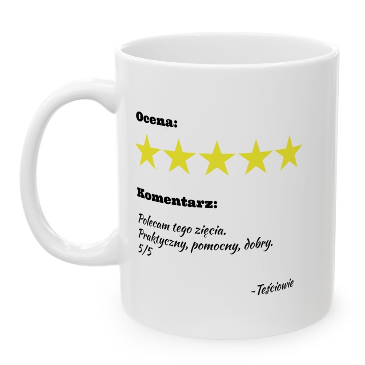 Kubek dla Zięcia – „Recenzja od Teściów” | Śmieszny Prezent