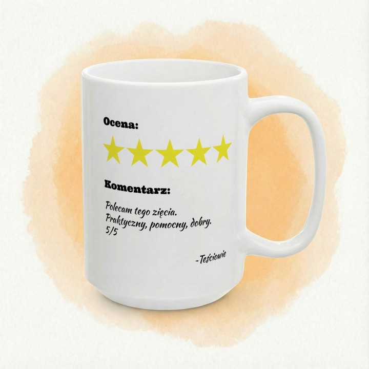 Kubek dla Zięcia – „Recenzja od Teściów” | Śmieszny Prezent