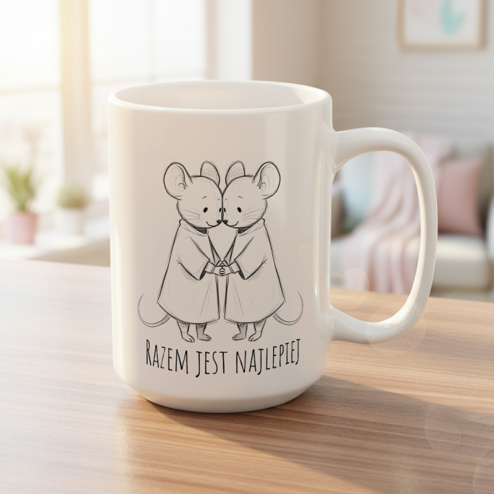 Kubek „RAZEM JEST NAJLEPIEJ” – myszki w duecie