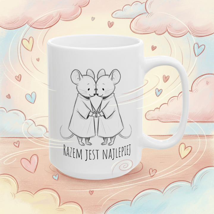 Kubek „RAZEM JEST NAJLEPIEJ” – myszki w duecie