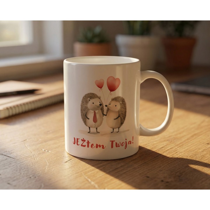 Kubek „JEŻtem Twoja!” – miłosne jeże i gra słów