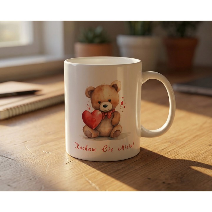 Kubek „Kocham Cię Misiu!” – miś z sercem
