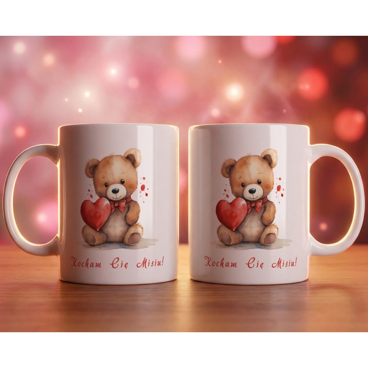 Kubek „Kocham Cię Misiu!” – miś z sercem