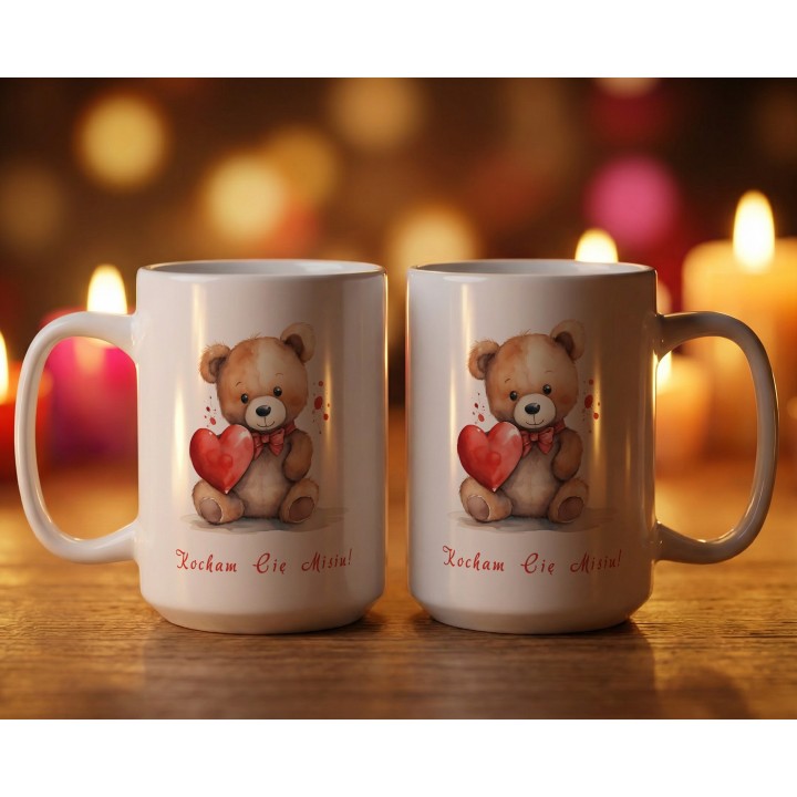Kubek „Kocham Cię Misiu!” – miś z sercem
