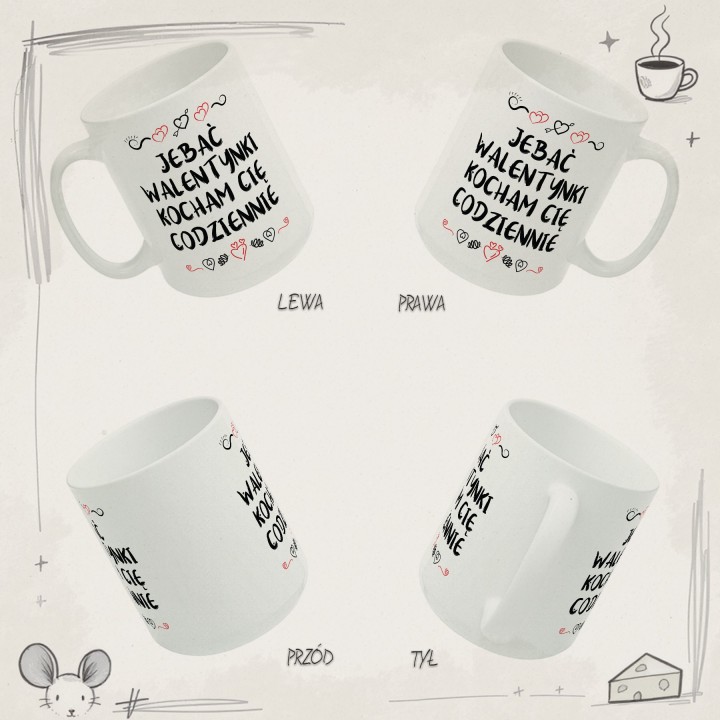 Kubek z napisem „Jebać Walentynki, kocham Cię codziennie” – prezent dla pary