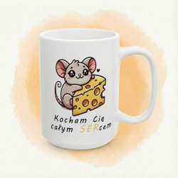 Kubek „Kocham Cię całym SERcem” – myszka, ser i urocza gra słów