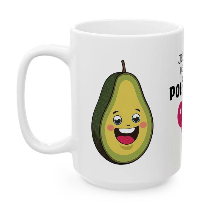 Kubek z nadrukiem „Jesteś moją połówką” – awokado i serce, prezent dla par