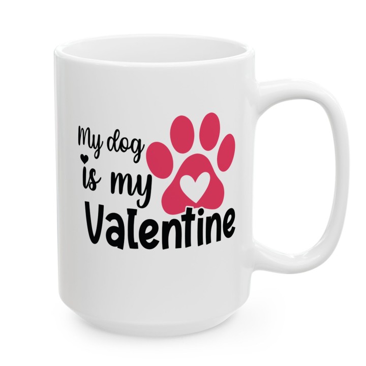 Kubek „My dog is my Valentine” – walentynkowy kubek dla psiary z łapką i sercem