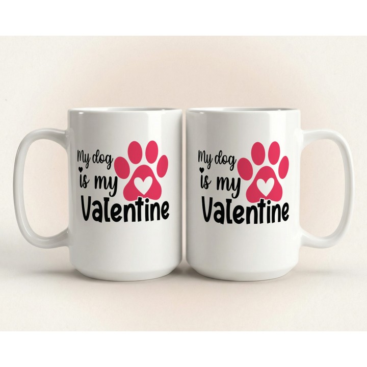 Kubek „My dog is my Valentine” – walentynkowy kubek dla psiary z łapką i sercem