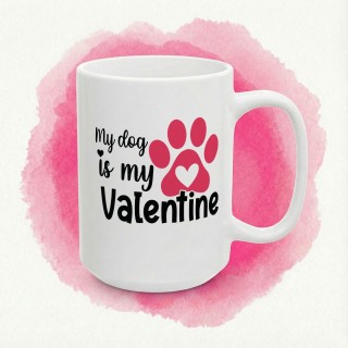 Kubek „My dog is my Valentine” – walentynkowy kubek dla psiary z łapką i sercem